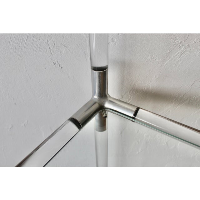 Transparent 1970s Charles Hollis Jones Style Lucite Aluminum Sculptural Étagère Shelving Room Divider For Sale - Image 8 of 18