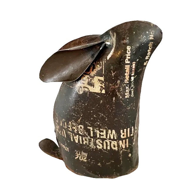 Folk Art 1970s Découpage Folk Art Tin Rabbit For Sale - Image 3 of 5