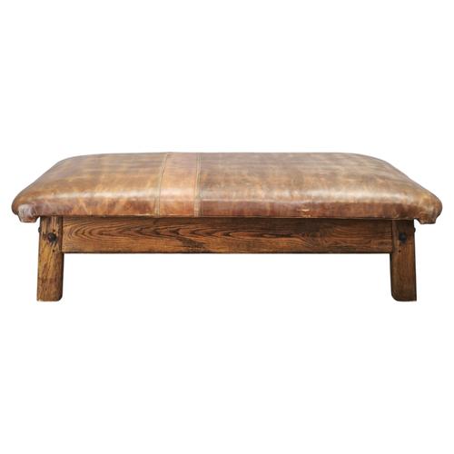 Vintage Czechoslovak Oak and Patinated Leather Gym Bench, 1940s For Sale - Image 15 of 15