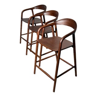 Kobe Bar Chair in Walnut Finish For Sale