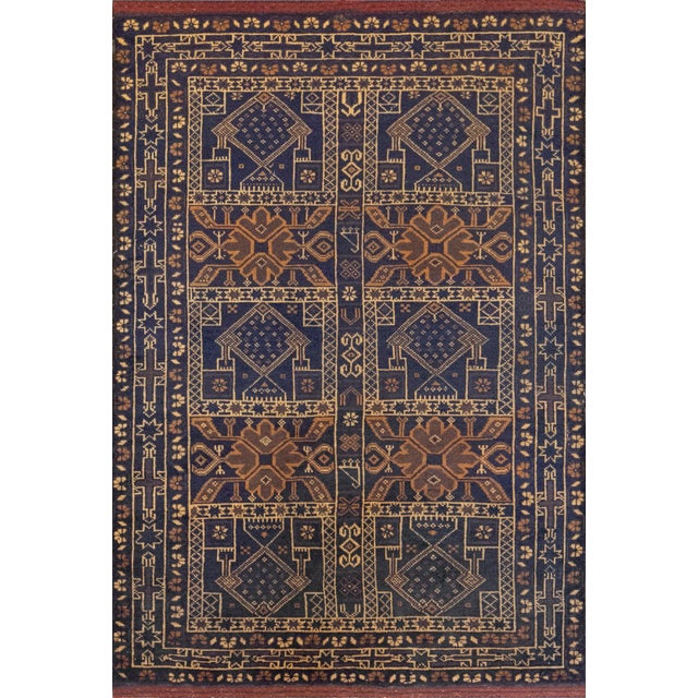 Early 20th Century Handwoven Wool Baluch Accent Rug For Sale