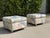 Vintage Postmodern Upholstered Cube Ottomans on Brass Casters, a Pair For Sale - Image 4 of 12