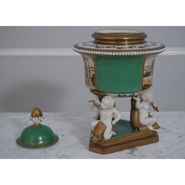 Pair French Style Lidded Urns W. Cherub Bases For Sale In Philadelphia - Image 6 of 11