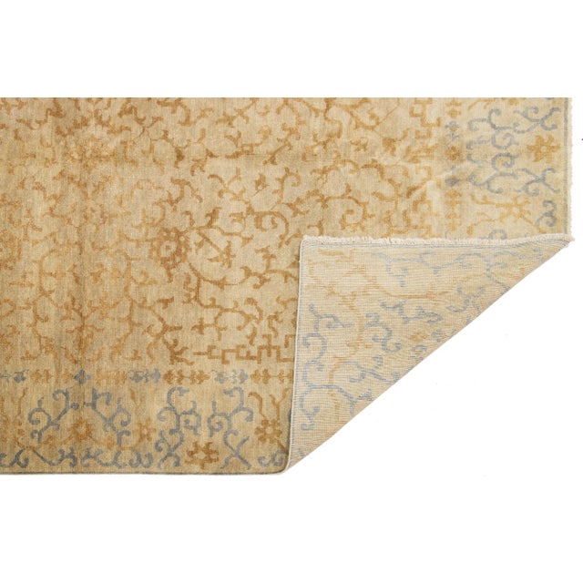 Contemporary Contemporary Sino Wool Rug Handmade in Beige Allover Pattern For Sale - Image 3 of 10