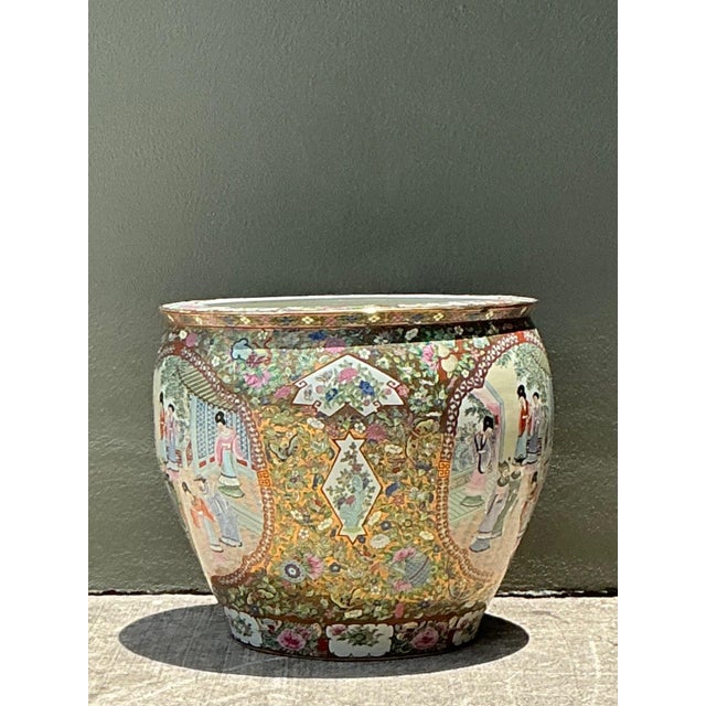 Vintage Chinese Rose Famile Large Planter For Sale - Image 15 of 17