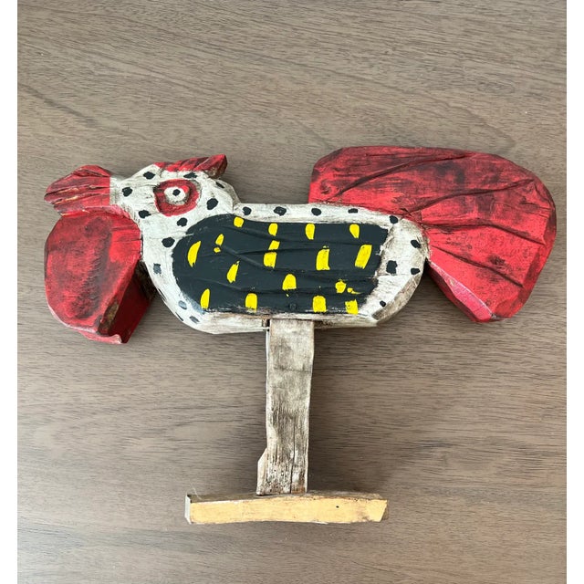 Wood Whimsical Vintage Guatemalan Rooster Folk Art Sculpture For Sale - Image 7 of 10