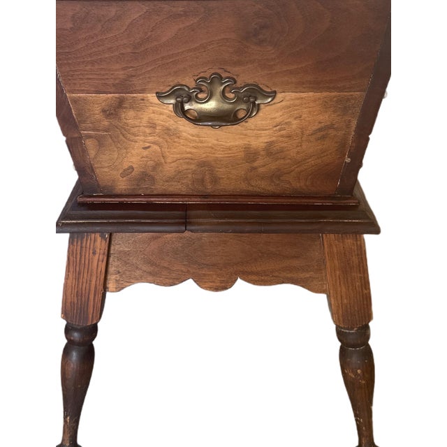 1940s Primitive Dough Box Table With Chippendale Brass Pulls. For Sale - Image 4 of 10