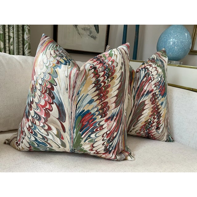 Mid-Century Modern Lee Jofa Taplow in Spice and Leaf Pillows - a Pair For Sale - Image 3 of 5