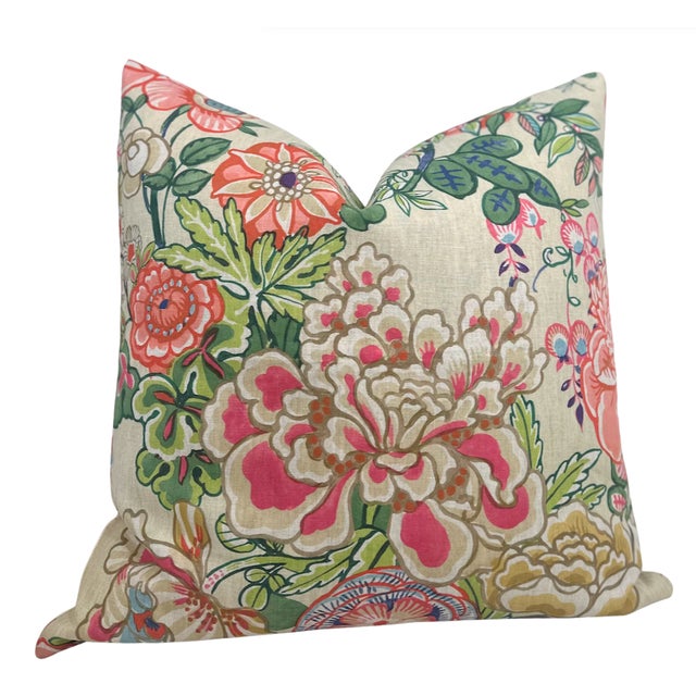 ⭐️ Ships Within 2 Days On the Front: Peony Garden Linen Fabric On the Back: Ivory Linen Fabric Designer Fabric Content:...