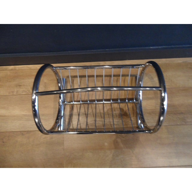 Metal Vintage Chrome Magazine Rack, 1960s For Sale - Image 7 of 8