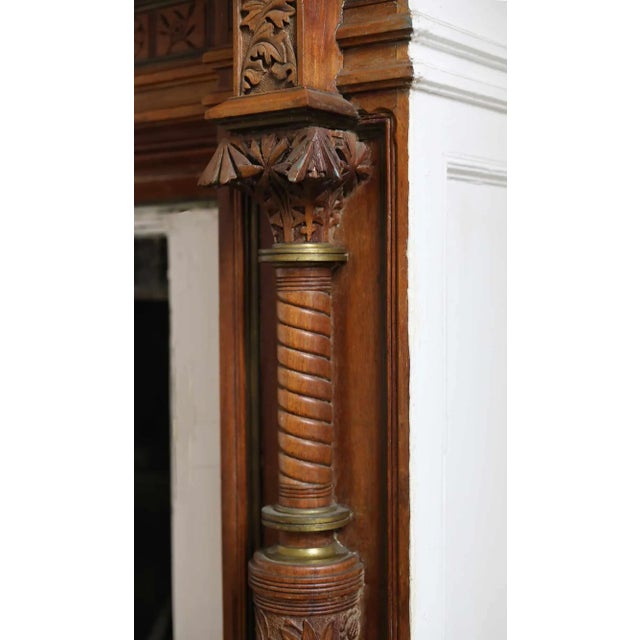Antique Hand Carved Walnut Mantel For Sale - Image 4 of 9