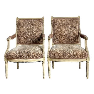Vintage Regency Leopard Fauteuil Chairs - A Pair For Sale