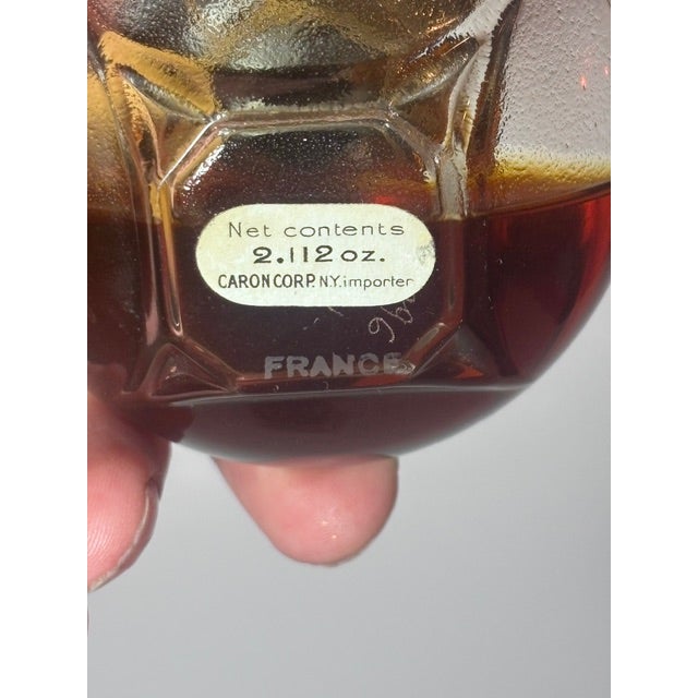 Glass Vintage 1930s Caron Narcisse Noir Perfume Bottle 2.11oz Boxed Half Full Baccarat For Sale - Image 7 of 7
