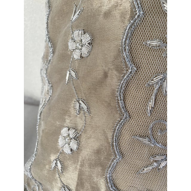 Floral Zardozi Hand Embroidered Accent Decorative Pillow Cover For Sale - Image 9 of 10