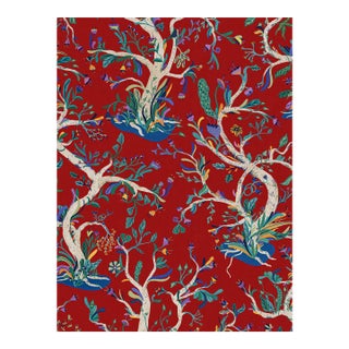 The House of Scalamandré Enchanted Meadow Fabric, Ruby For Sale