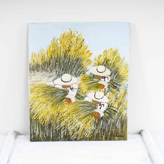 Costanza Mantovani, Farmers Engaged in Harvesting, 2000s, Oil on Canvas For Sale - Image 6 of 6