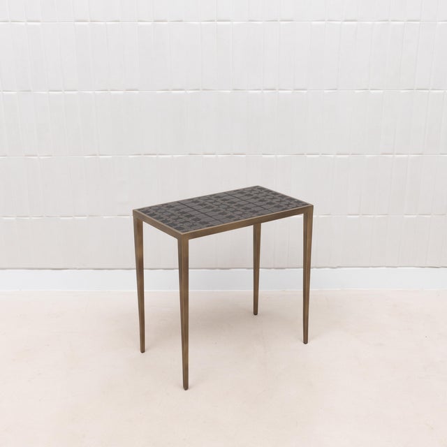 Set of 3 Nesting Tables in Black Shagreen and Black Pen Shell With Bronze Patina Brass by R&y Augousti For Sale - Image 12 of 12