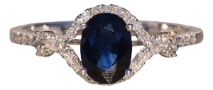 The 3rd Avenue: Natural Blue Sapphire Ring with Diamonds in White Gold
