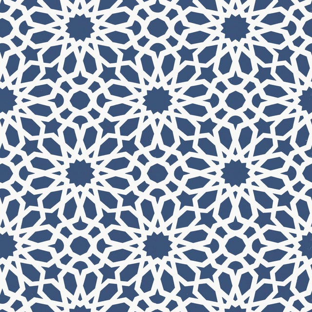 Schumacher X Martyn Lawrence Bullard Agadir Screen Wallpaper in Lapis For Sale
