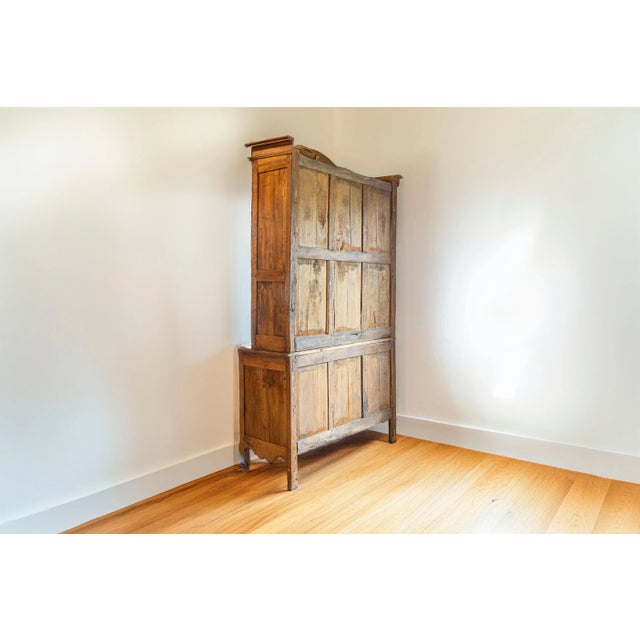 Brown French 1750s Louis XV Walnut Floral Buffet à Deux-Corps from the Loire Valley For Sale - Image 8 of 12