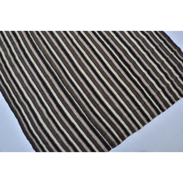 1950s Vintage Mid-Century Turkish Striped Kilim Rug With Muted Earth Tones For Sale - Image 5 of 11