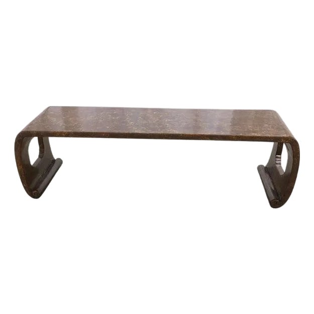 Chinoiserie Style Painted Brown and Gilt Waterfall Coffee Table For Sale