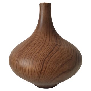 Mid-Century Wood Grain Vase For Sale