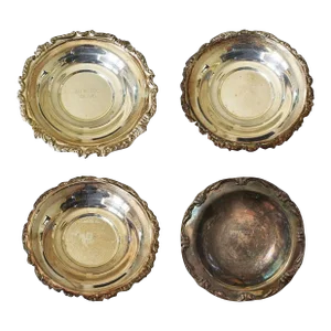 Silver Plate Horse Race Engraved Decorative Bowls, Set 4