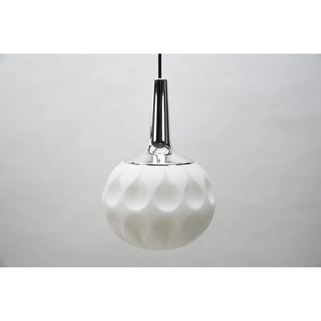 German Pendant in Chrome and Opaline Glass from Peill & Putzler, 1960s For Sale - Image 6 of 7