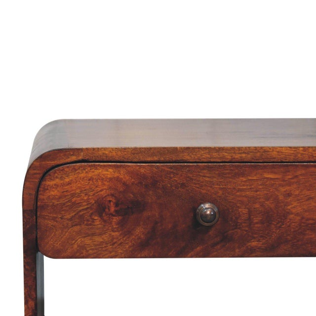 Chestnut Chestnut-Finish Mango Wood Curved Slim Coffee Table For Sale - Image 8 of 8