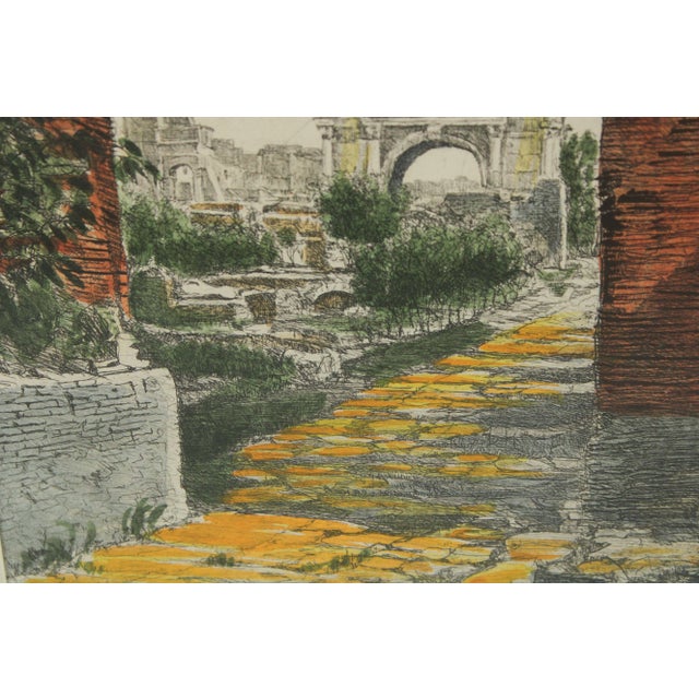 Mid 20th Century Italian Roman Ruins Colored Etching by Sziklay Bela For Sale - Image 12 of 13