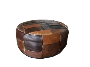 Vintage Leather Mini Pouf or Side Table