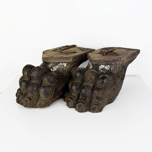 Carved Wooden Lion Paws, Set of 2 For Sale - Image 13 of 13