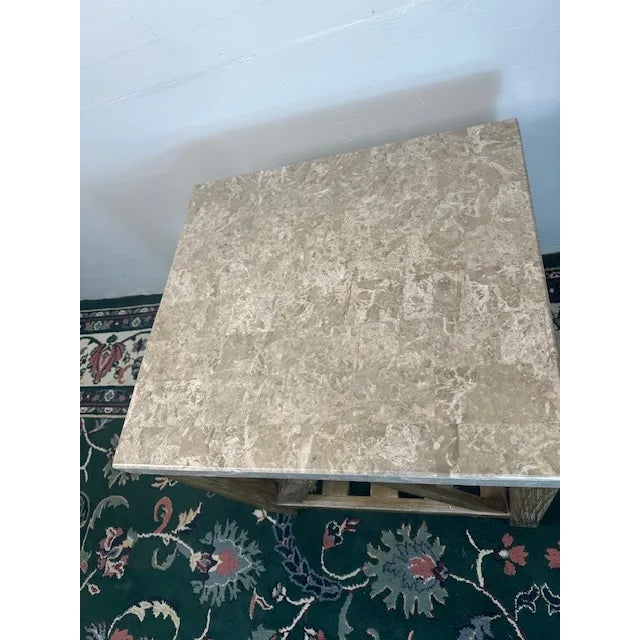 Gray 1990s Tiled Stone Top and Wood Base End Table For Sale - Image 8 of 8