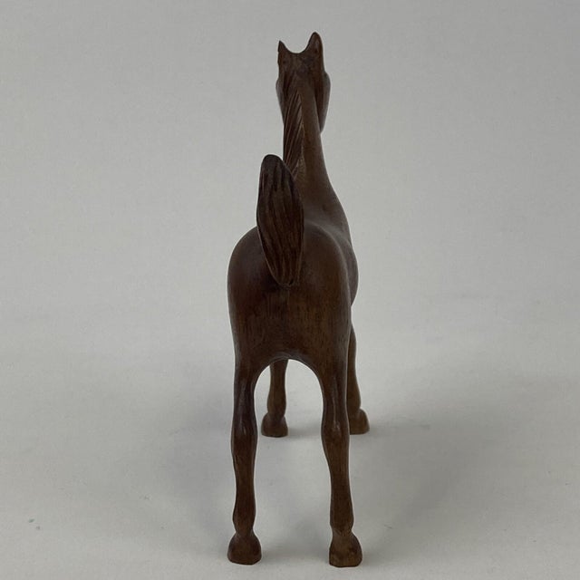 VTG Carved Wood 4" Saddle Bred Horse Weanling 3d Equine Folk Art Grand Walnut For Sale - Image 4 of 12
