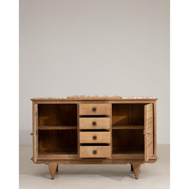 1940s Oak Art Deco Sideboard With Marble Top For Sale - Image 11 of 17