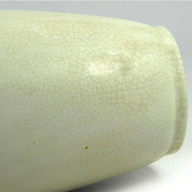 Cream Vintage Ceramic Glazed Vase, Belgium, 1930s For Sale - Image 8 of 12