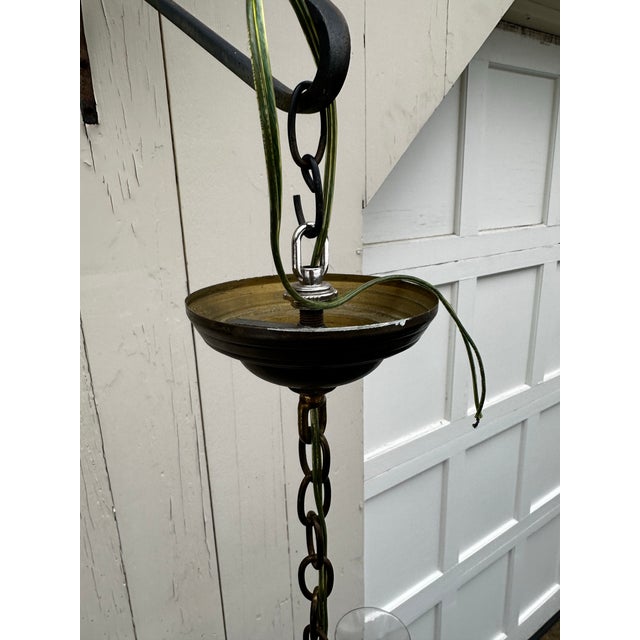 Vintage Five Arm Brass and Crystal Chandelier For Sale In New York - Image 6 of 9