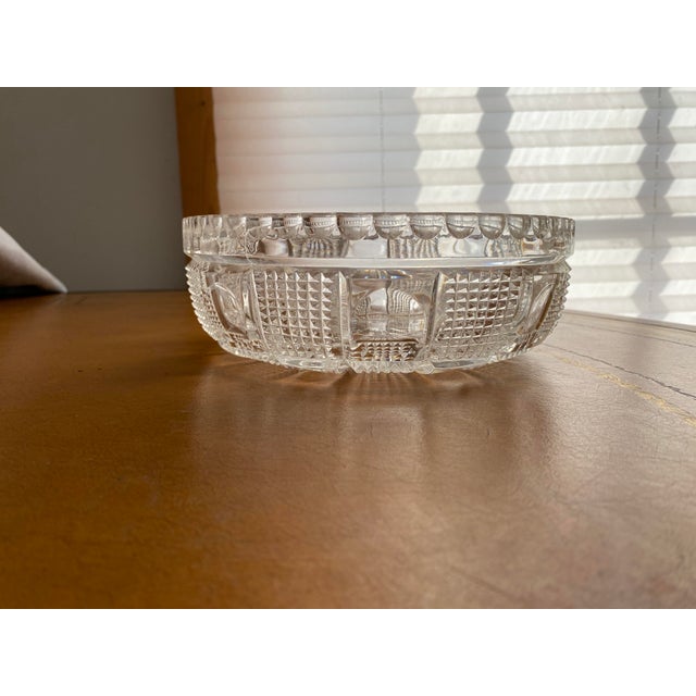 Glass American Brilliant Crystal Bowl Diamond Checkers & Circles - Weddings For Sale - Image 7 of 7