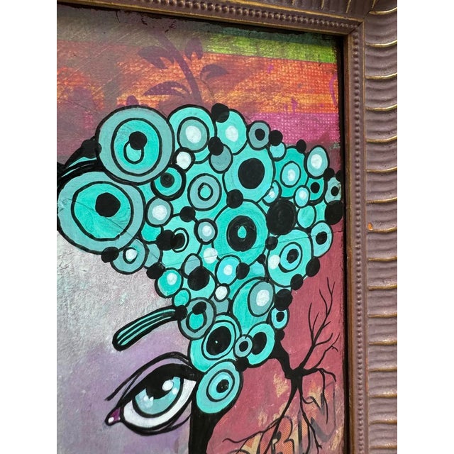 2020s Contemporary Original Folk/Outsider Painting in Lavender and Gold Custom Italian Frame For Sale - Image 5 of 9