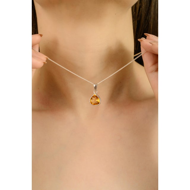 Silver 925 Silver Citrine Gemstone Tiny Charm for Daily Wear For Sale - Image 8 of 12