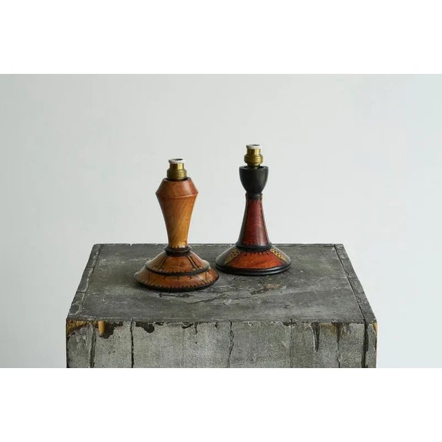 Hand Painted Amsterdamse School Table Lamps by H. Steinpatz, 1940s, Set of 2 For Sale - Image 4 of 11