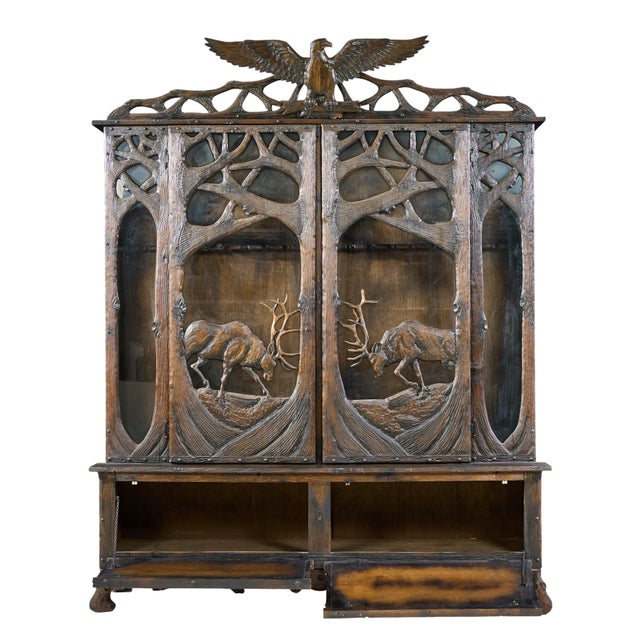 Late 20th Century Black Forest Antique Walnut Gun Cabinet For Sale - Image 5 of 7