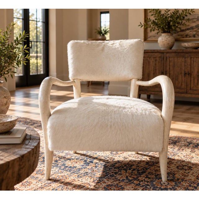 2010s Pair of Bernhardt Interiors Elka Ivory Hair-on-Hide Accent Chairs For Sale - Image 5 of 10
