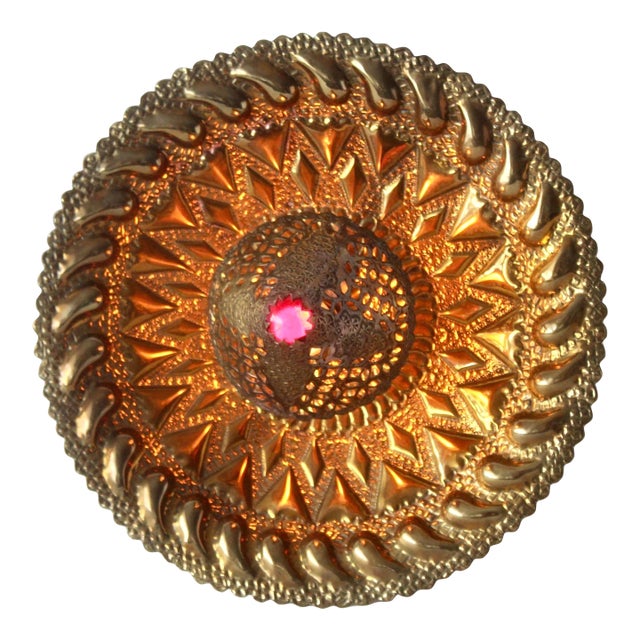 1970s Moroccan Style Decorative Brass Wall Light Sconce Vintage For Sale