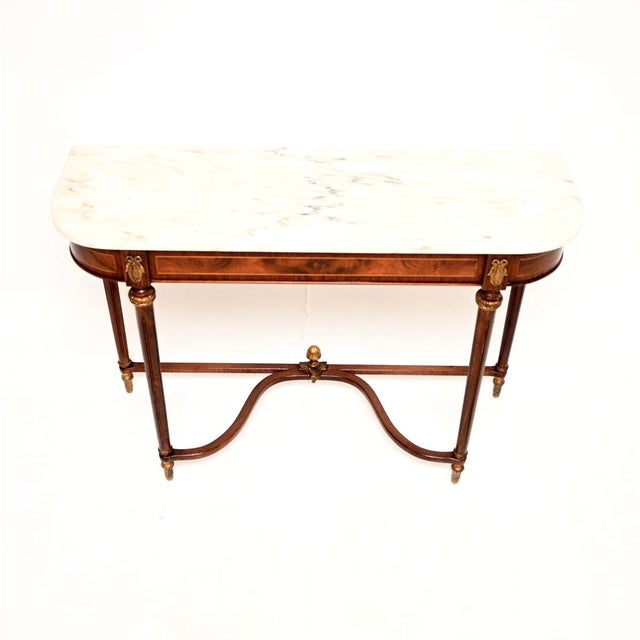 1930s French Walnut Console Table with Marble Top, 1930s For Sale - Image 5 of 12