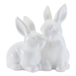Ceramic Mini Garden Bunny Couple (Set of 4) For Sale
