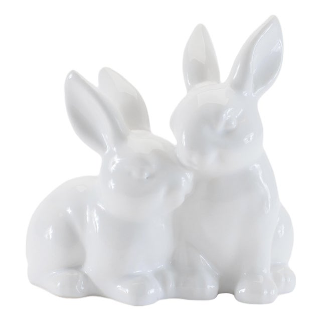 Ceramic Mini Garden Bunny Couple (Set of 4) For Sale
