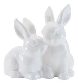 Ceramic Mini Garden Bunny Couple (Set of 4)