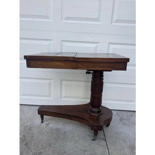 Circa 1840 Mahogany Articulating Architect's Pedestal Desk W/ Drawer & Casters For Sale - Image 4 of 12
